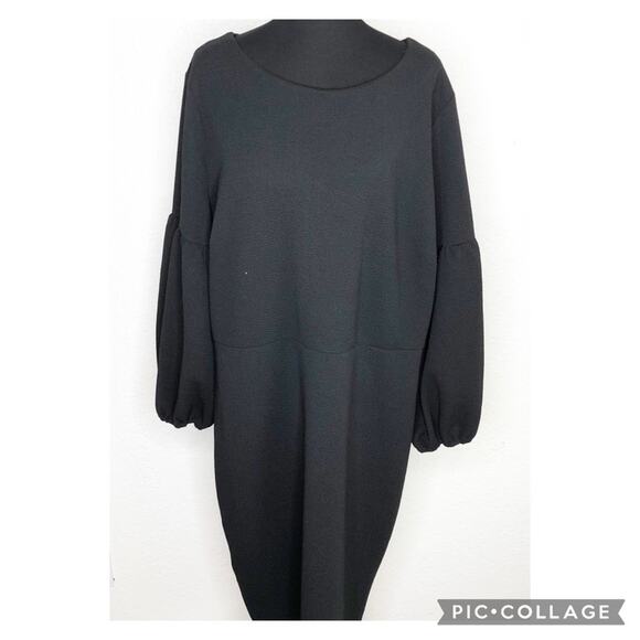 Eloquii black sheath midi dress with balloon puff sleeves size 26 - Picture 2 of 16